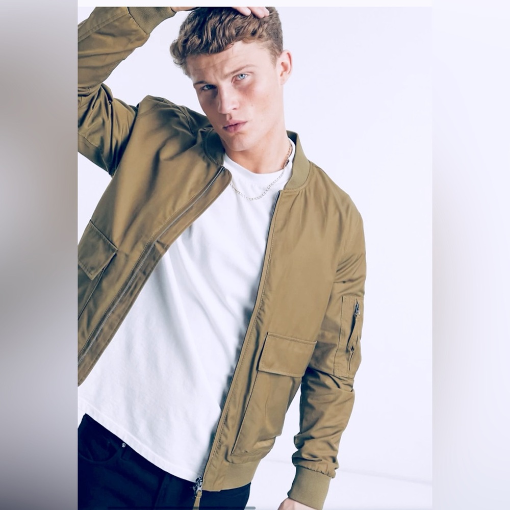 Topman Bomber Jacket with Pockets Size XL Khaki